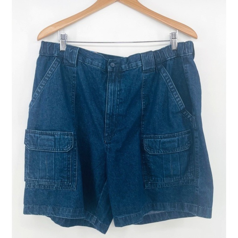 Savane Hiking Shorts Size 38 Denim Cargo UPF 30 Tech Pocket Flex Waist DARK Blue